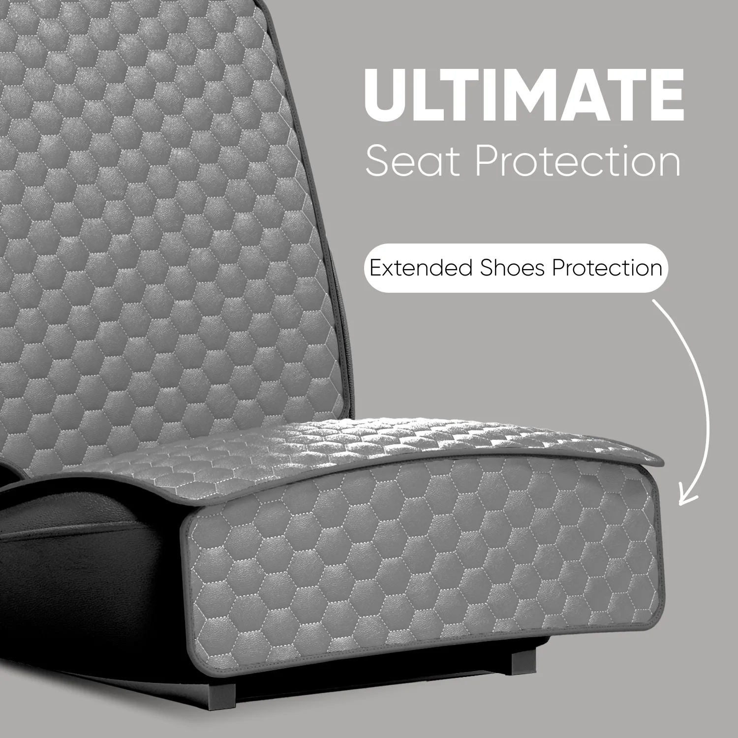 Car Seat Protector Mat | Gray “Hexy” by Owleys - View 3
