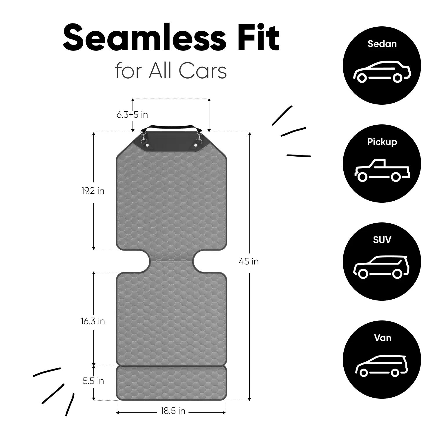 Car Seat Protector Mat | Gray “Hexy” by Owleys - View 4
