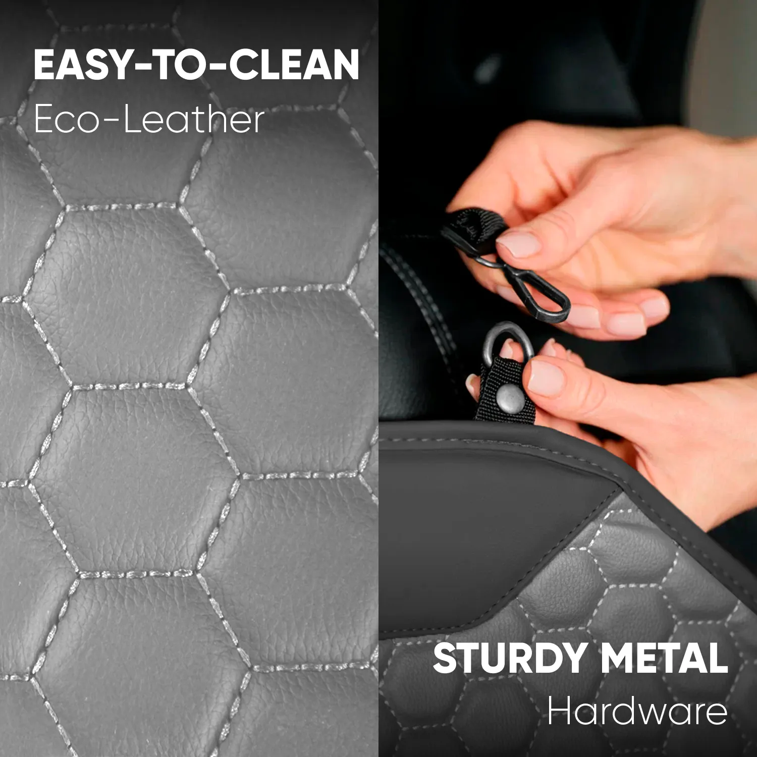 Car Seat Protector Mat | Gray “Hexy” by Owleys - View 7