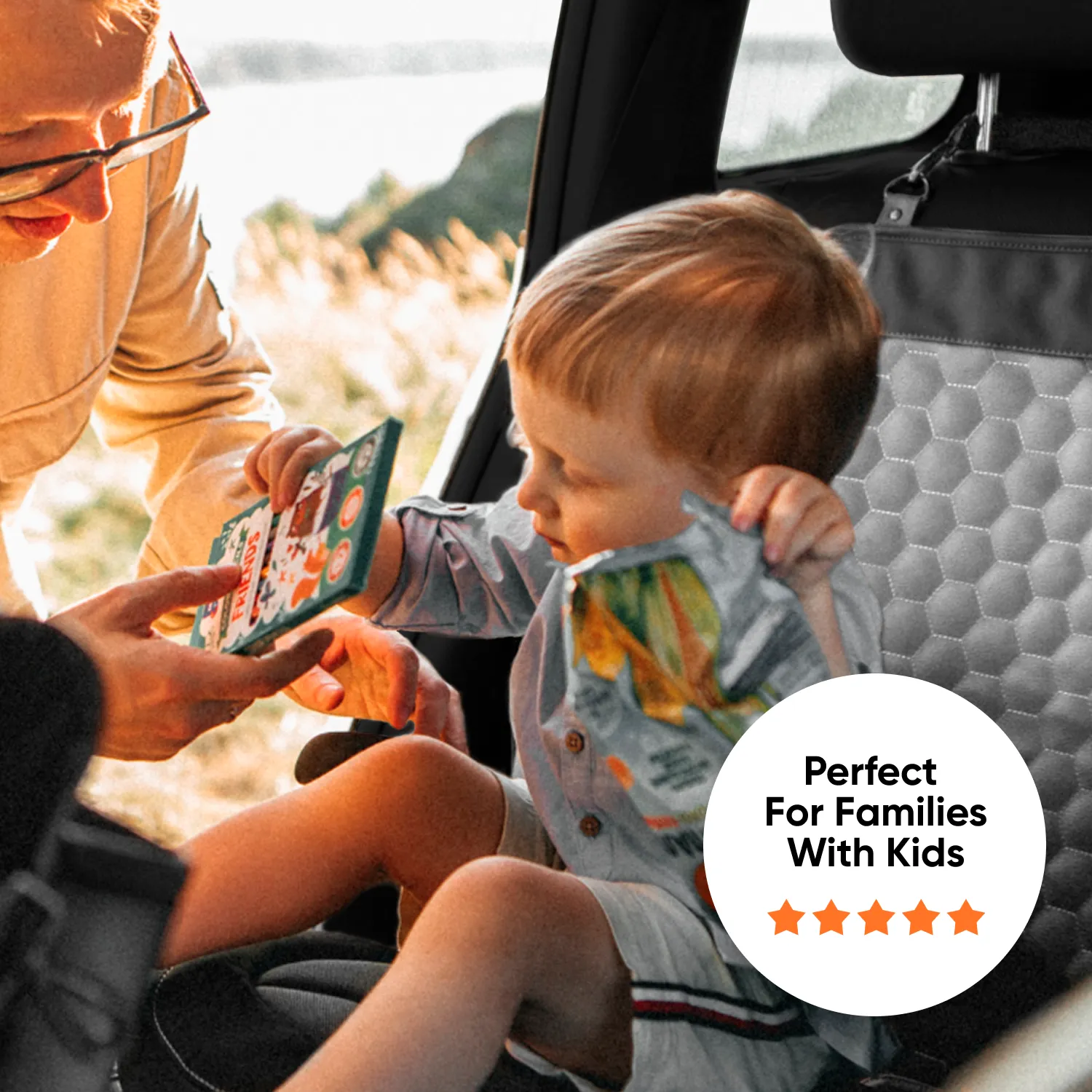 Car Seat Protector Mat | Gray “Hexy” by Owleys - View 11