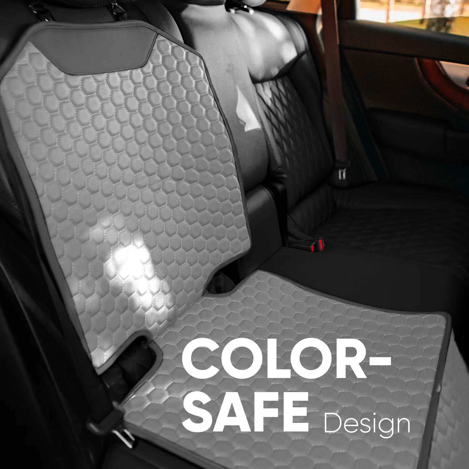 Car Seat Protector Mat | Gray “Hexy” by Owleys - View 9
