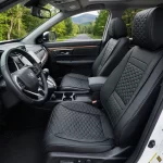 Honda CR-V Seat Covers (2017–2026) – Front Seat Custom Fit, Premium Eco-Leather (Black)  |  Owleys - View 1