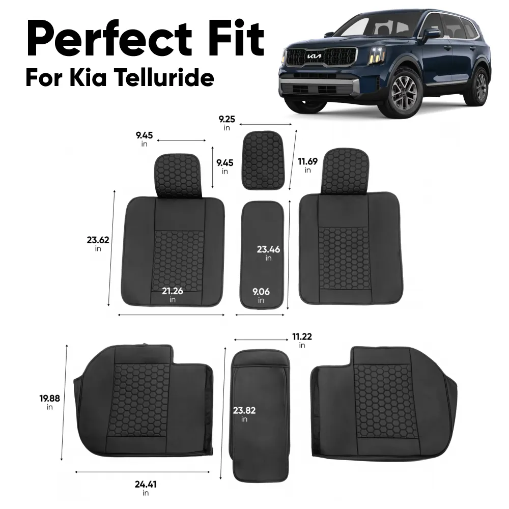 Kia Telluride Seat Covers (2020-2025) – Back Seat Custom Fit, Premium Eco-Leather  |  Owleys - View 4