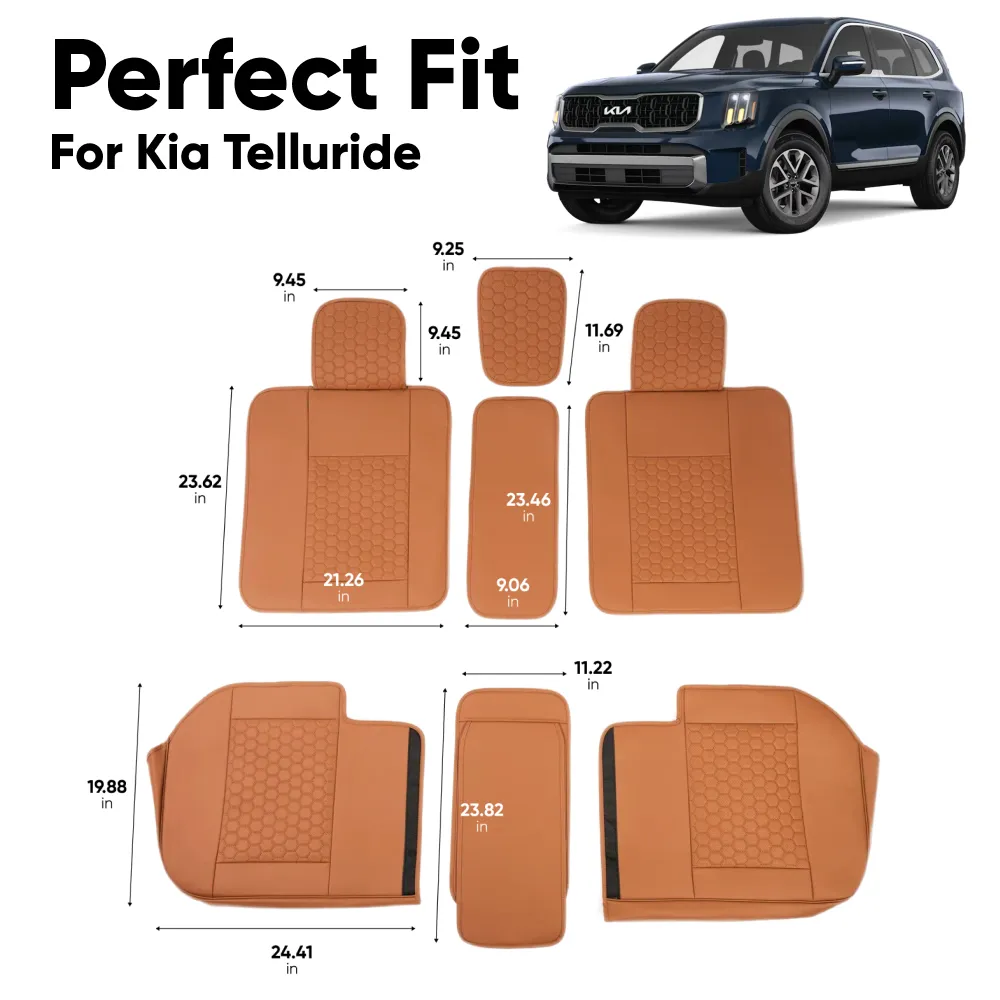 Kia Telluride Seat Covers (2020-2025) – Back Seat Custom Fit, Premium Eco-Leather  |  Owleys - View 4