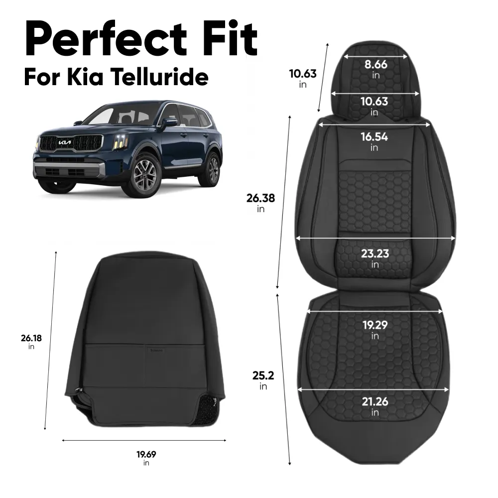 Kia Telluride Seat Covers (2020-2025) – Front Seat Custom Fit, Premium Eco-Leather | Owleys - View 4
