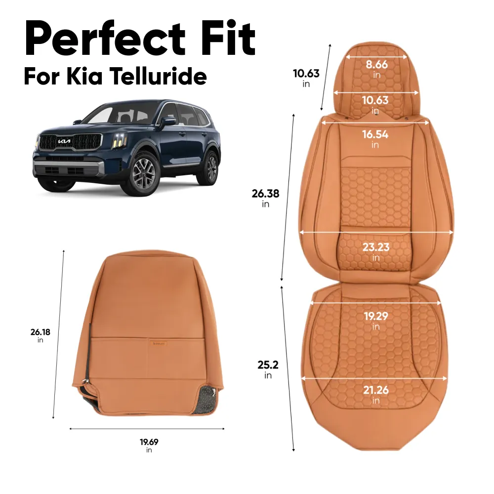 Kia Telluride Seat Covers (2020-2025) – Front Seat Custom Fit, Premium Eco-Leather | Owleys - View 4