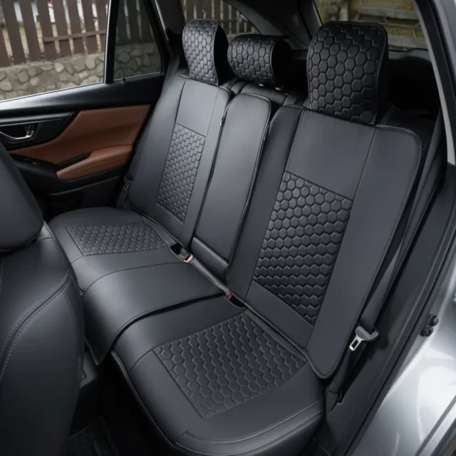 Subaru Forester Seat Covers (2019–2026) – Back Seat Custom Fit, Premium Eco-Leather (Black)  |  Owleys