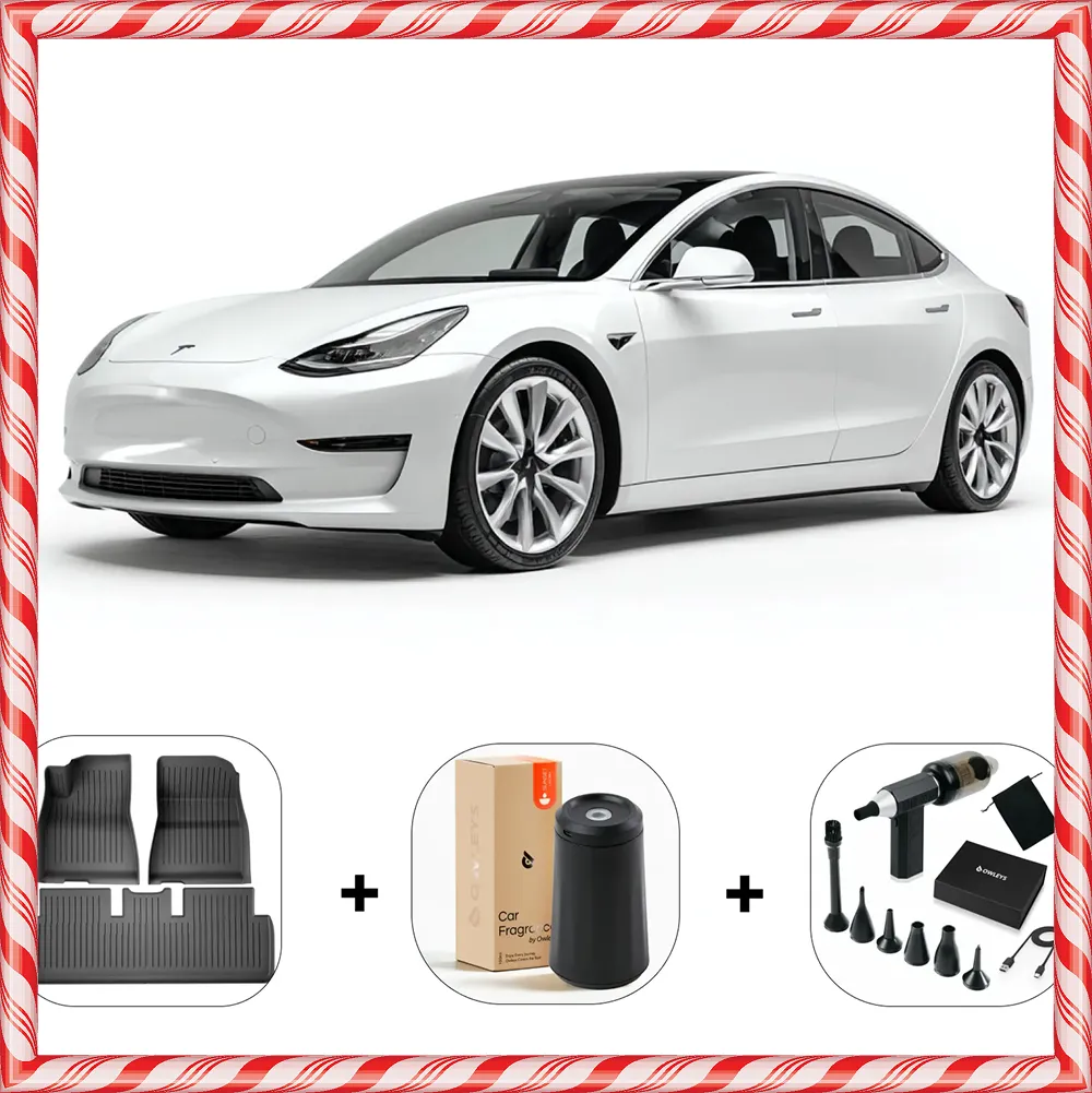Gifts for Tesla Model 3 Owner  |  Floor Mats, Vacuum Cleaner & Air Freshener Combo