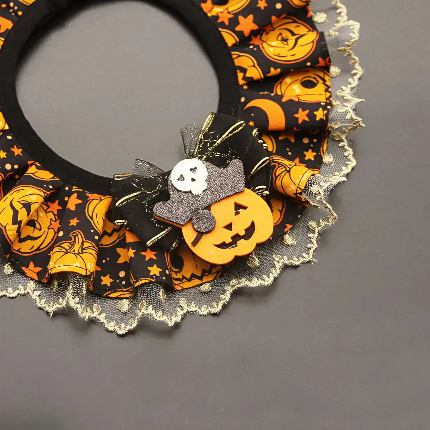 Halloween Lace Pet Collar  |  “Pumpkin Lace” by Owleys - View 4
