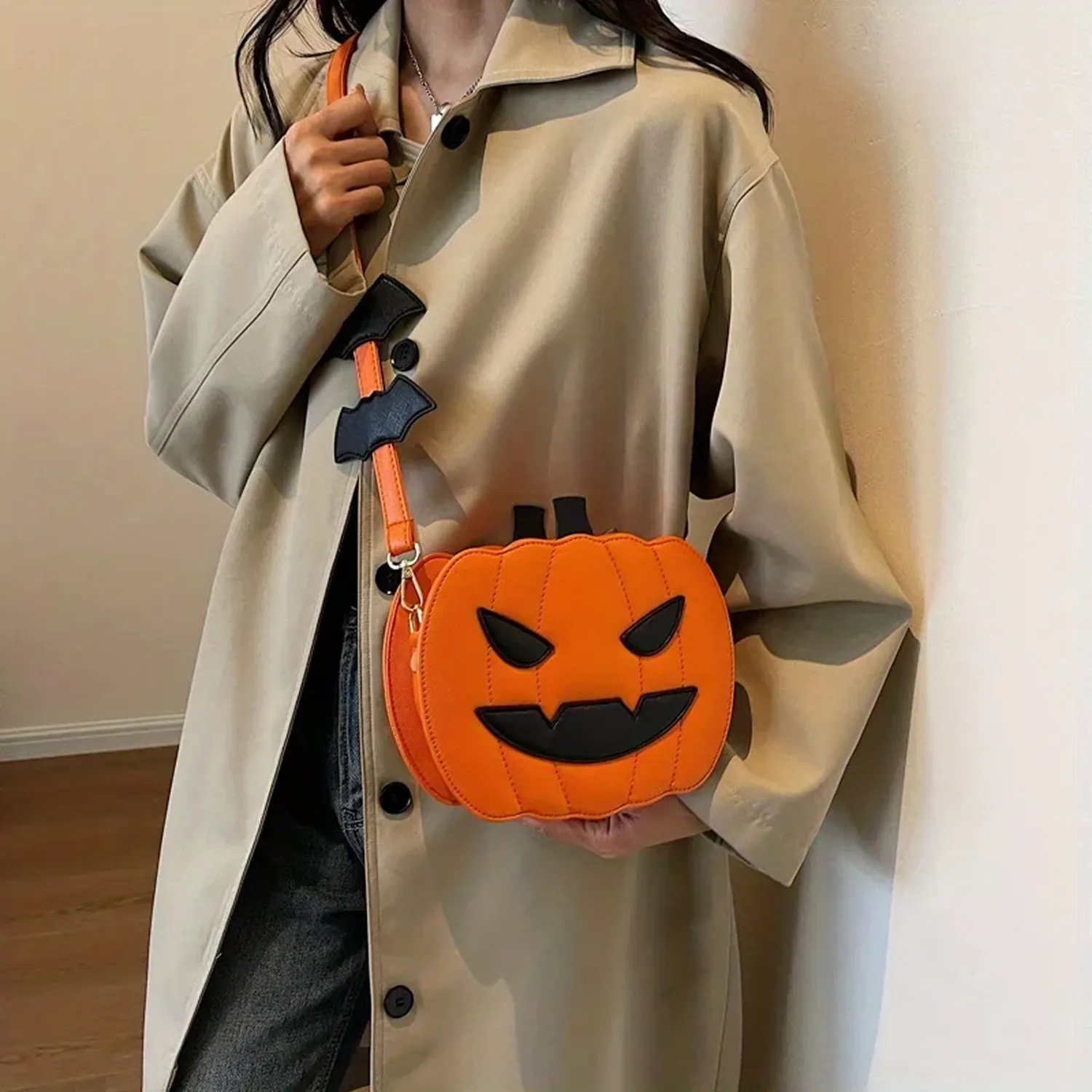Halloween Pumpkin Crossbody Bag  |  “Pumpkie” by Owleys - View 2