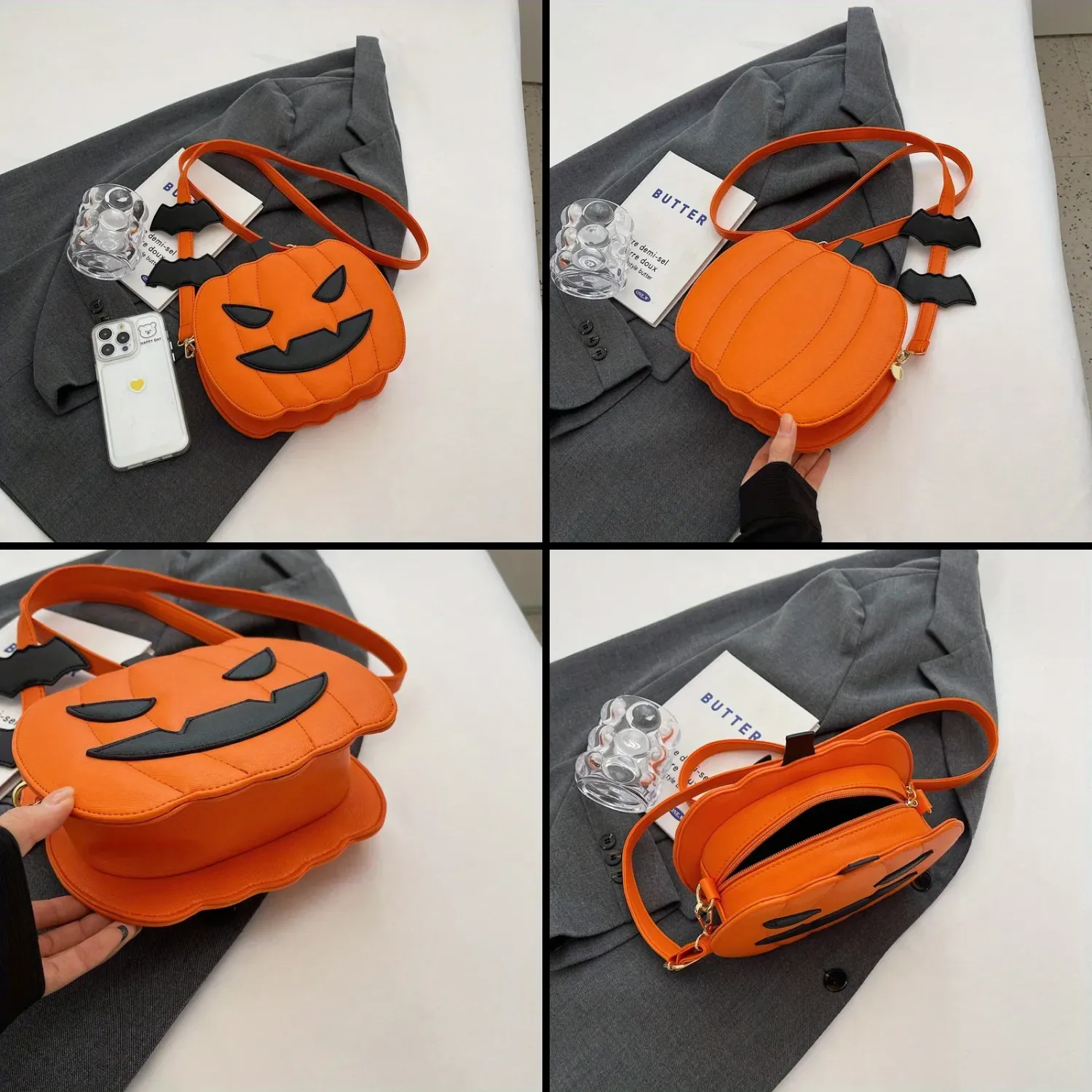 Halloween Pumpkin Crossbody Bag  |  “Pumpkie” by Owleys - View 7