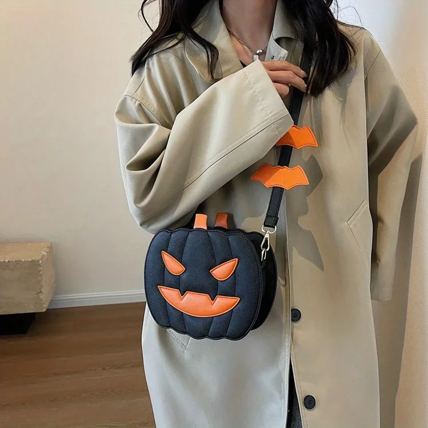 Halloween Pumpkin Crossbody Bag  |  “Pumpkie” by Owleys - View 3