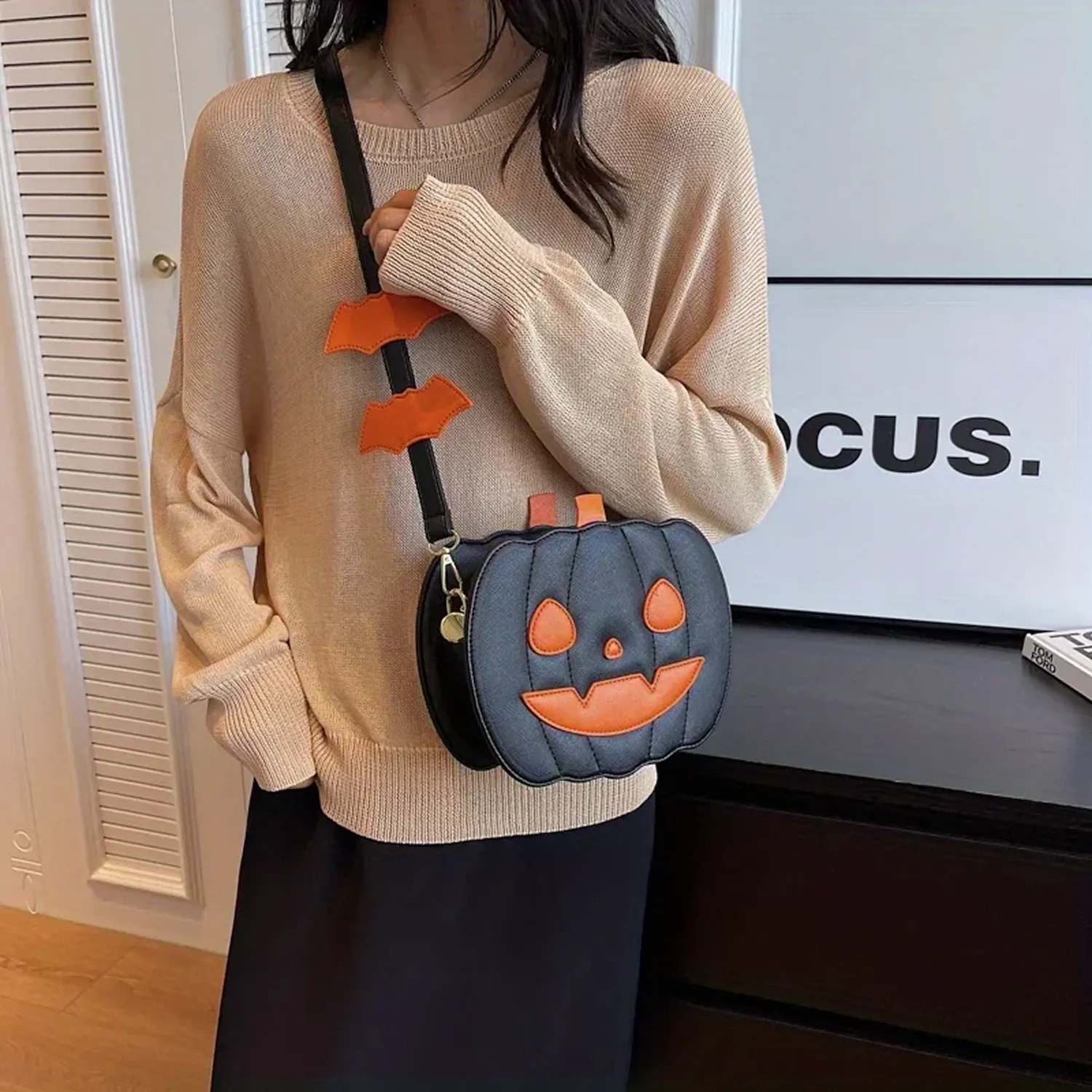 Halloween Pumpkin Crossbody Bag  |  “Pumpkie” by Owleys - View 5