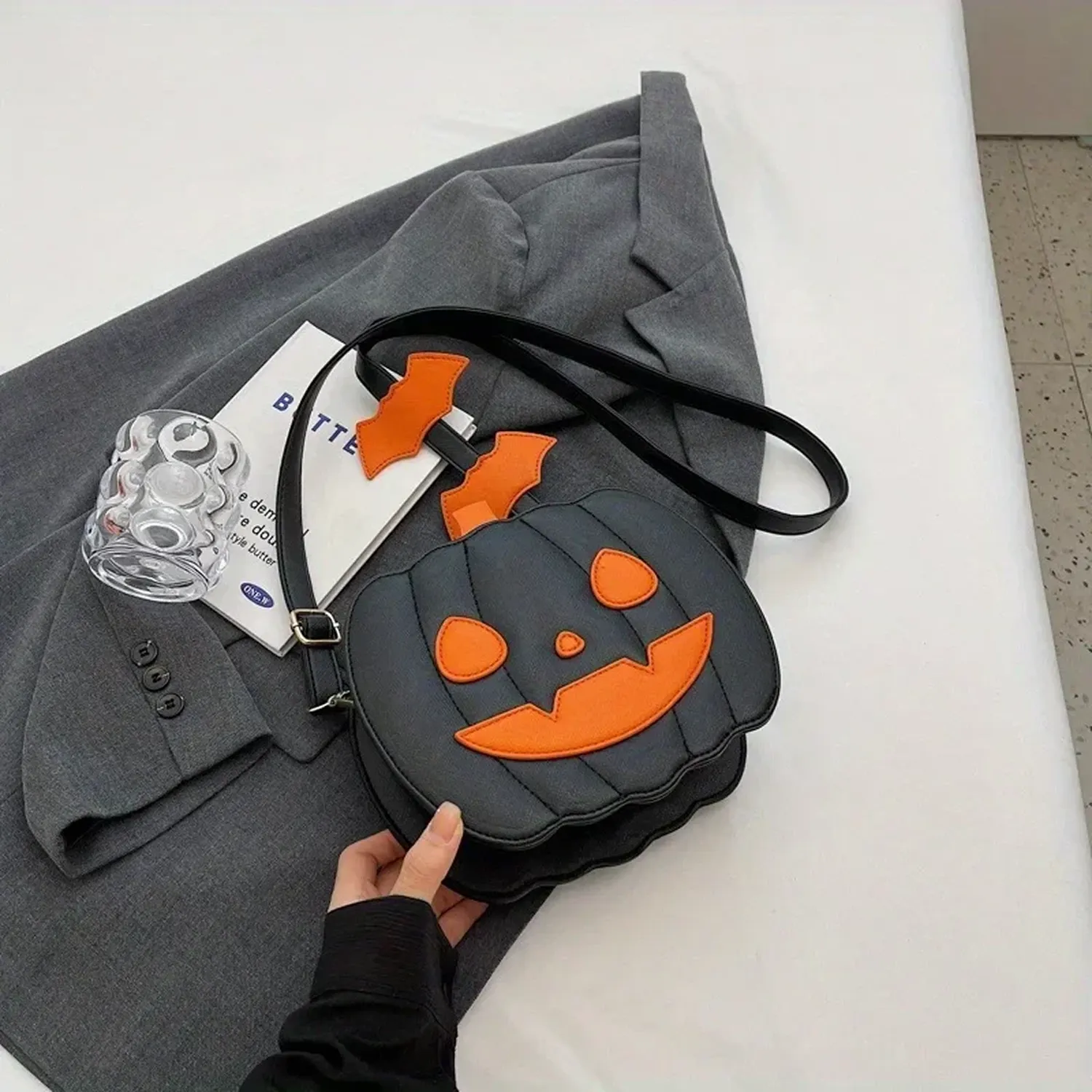 Halloween Pumpkin Crossbody Bag  |  “Pumpkie” by Owleys - View 8