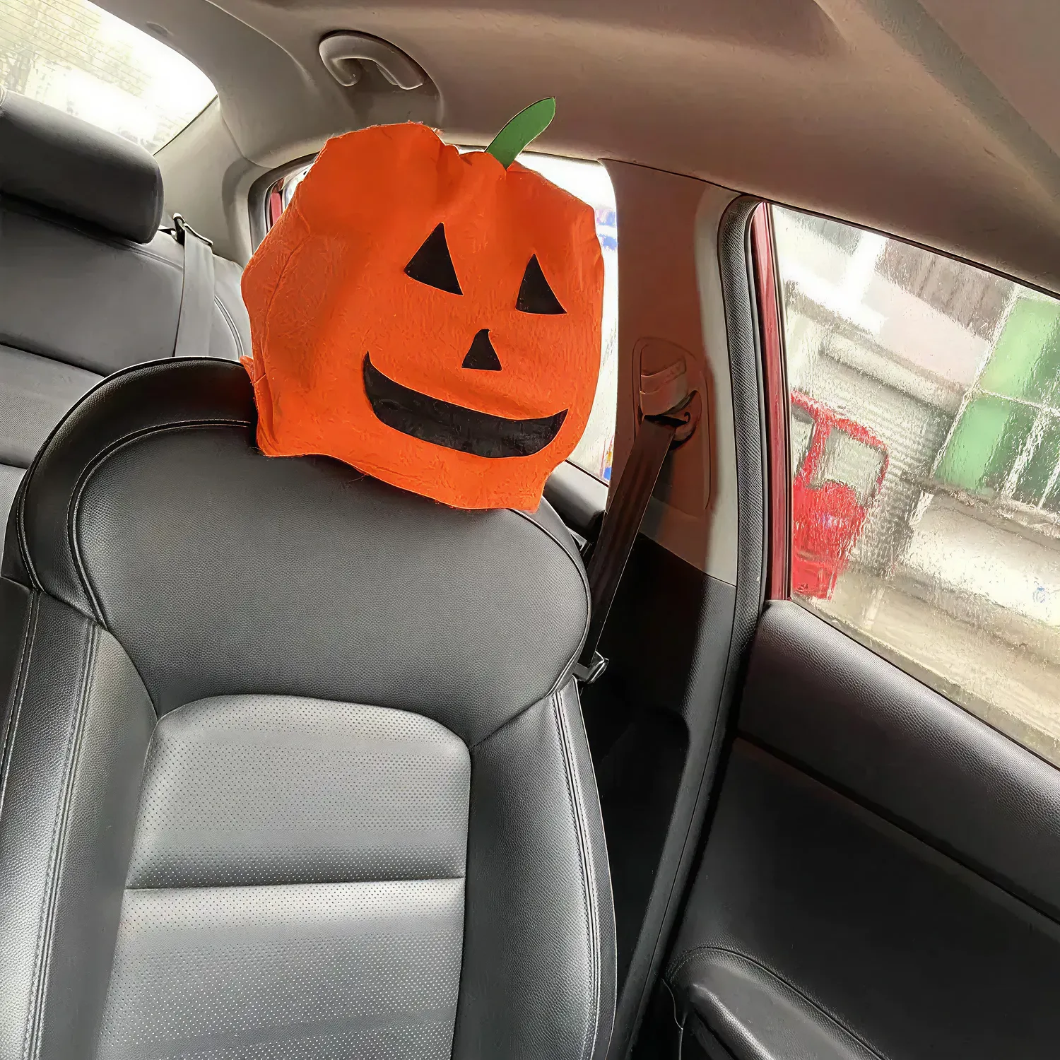 Halloween Pumpkin Car Headrest Covers (2 Pcs) | “Jack & Jill” by Owleys - View 3