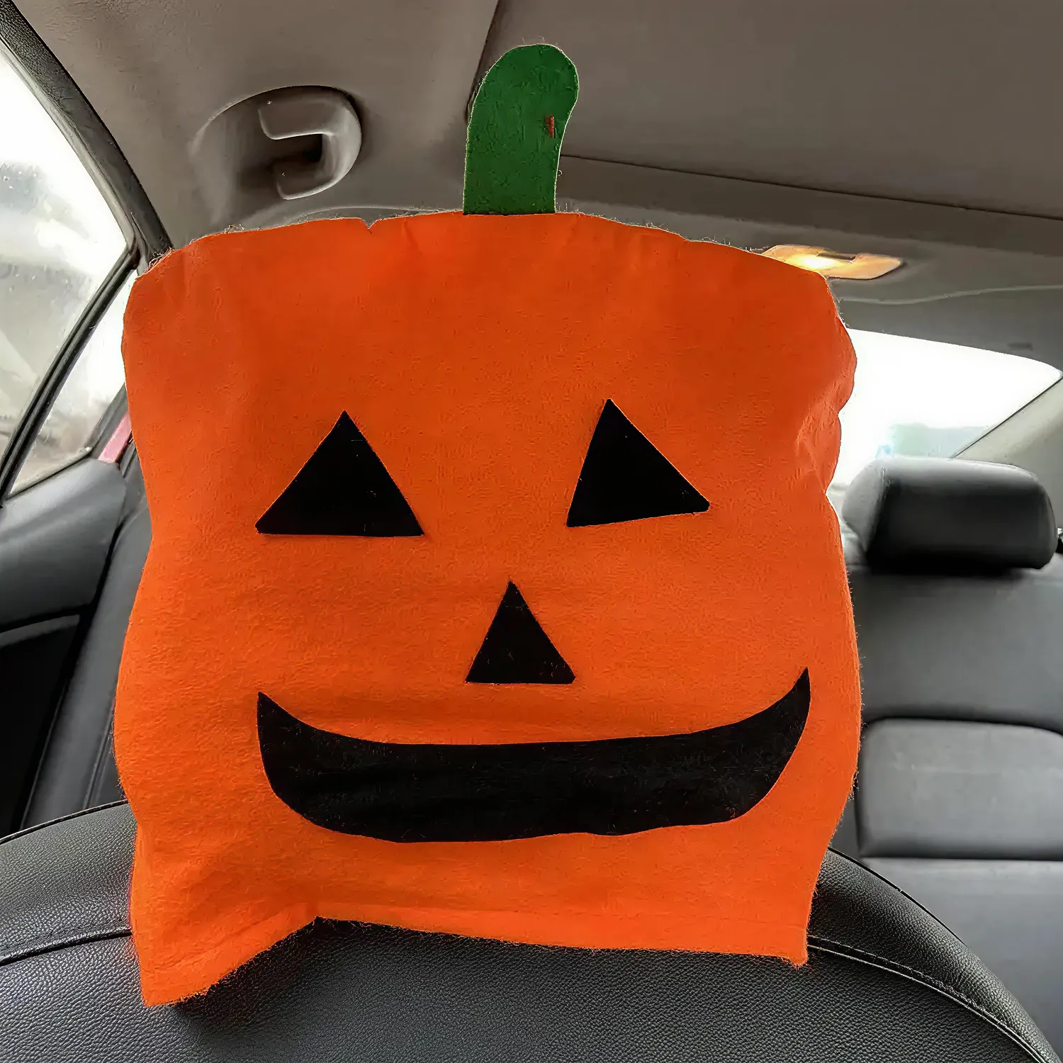 Halloween Pumpkin Car Headrest Covers (2 Pcs) | “Jack & Jill” by Owleys - View 2