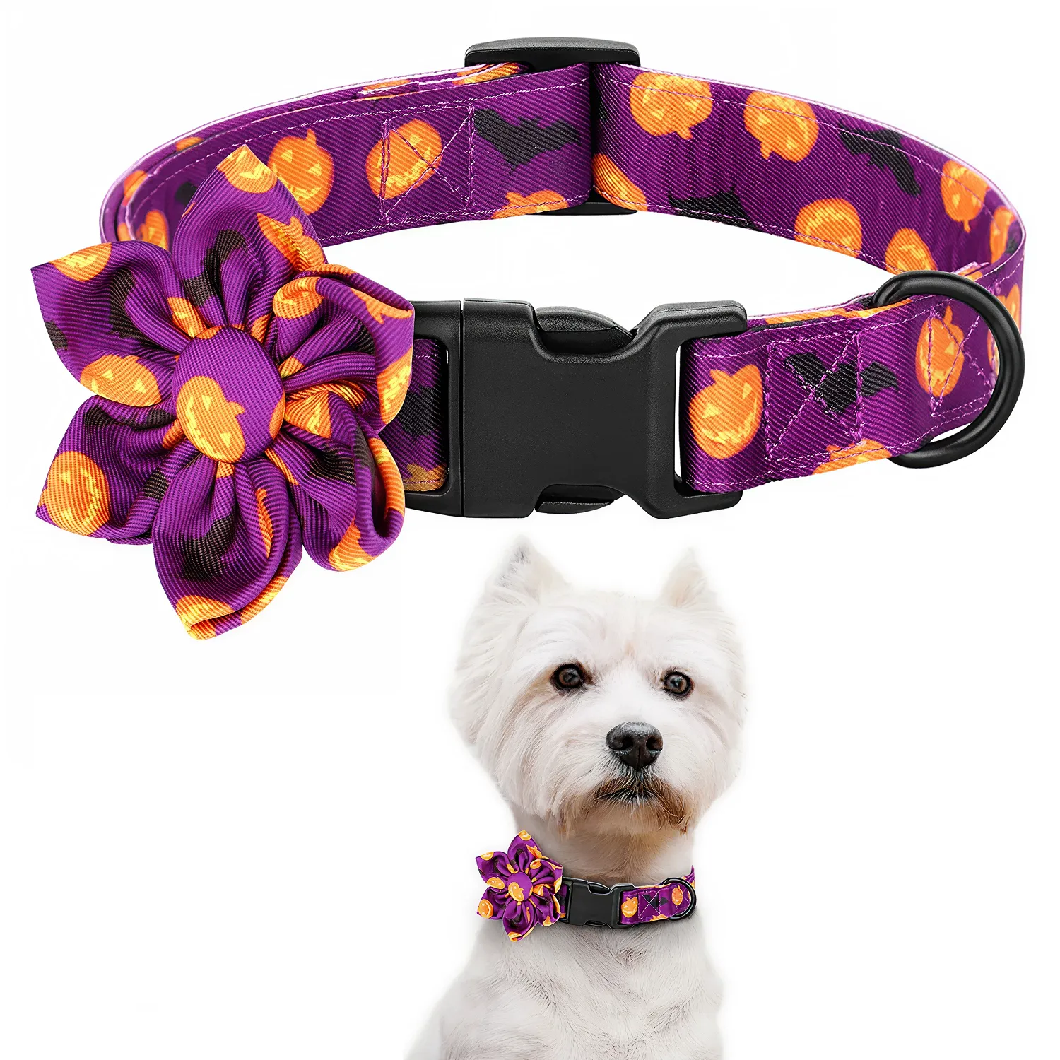 Halloween Themed Dog Collar  |  “Boo Blossom” by Owleys