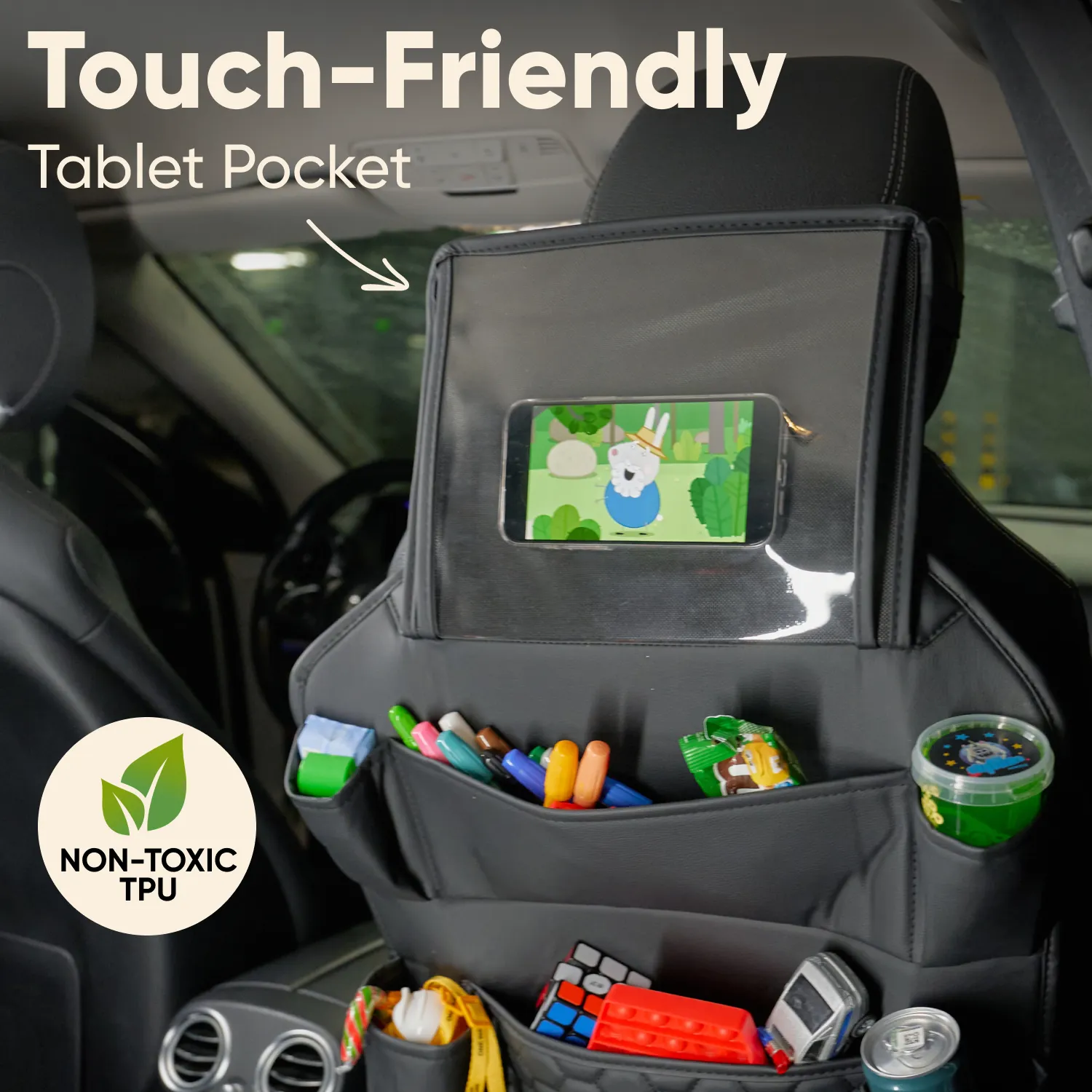 Car Back Of Seat Organizer  |  Black “Hexy” by Owleys - View 3