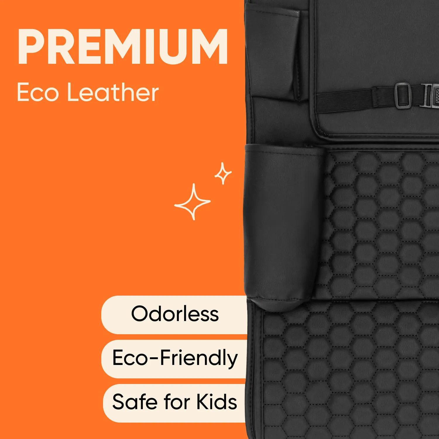 Car Back Of Seat Organizer  |  Black “Hexy” by Owleys - View 7