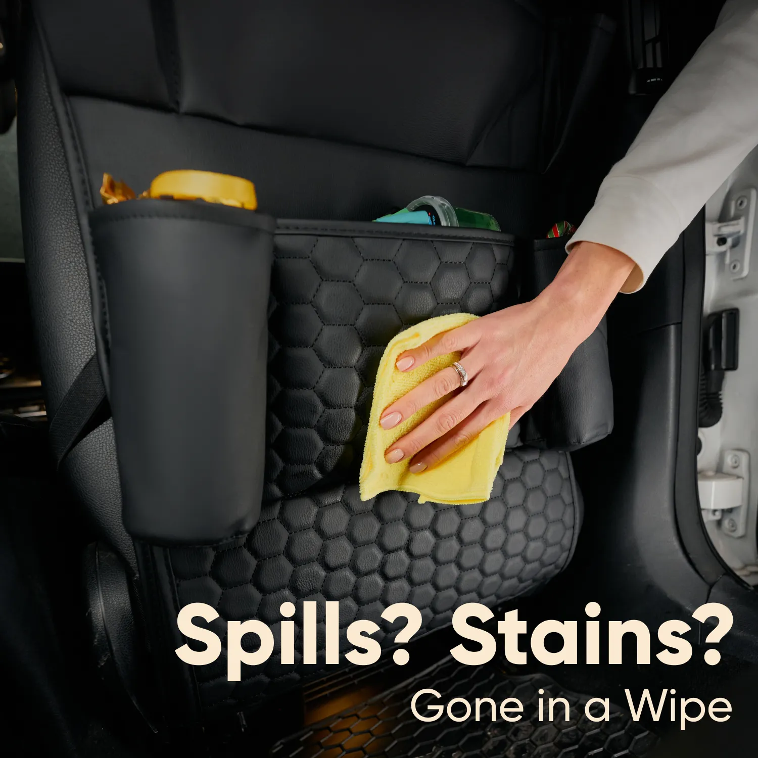 Car Back Of Seat Organizer  |  Black “Hexy” by Owleys - View 9