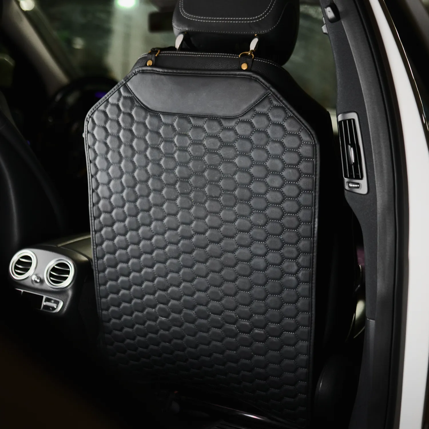 Black Hexy Car Seat Protector & Car Kick Mat – Twins Set (4 Pcs)  |  Owleys - View 2