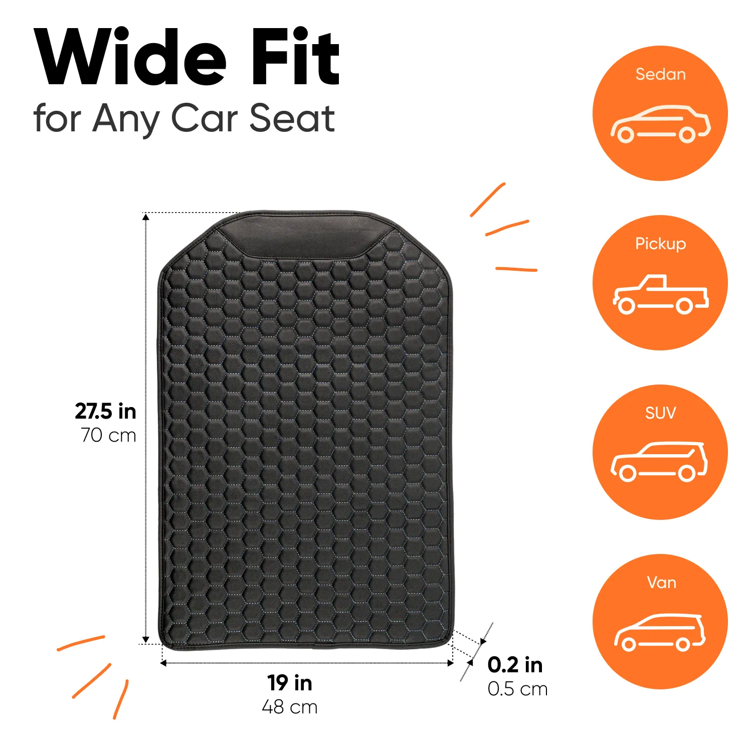 Car Seat Back Protector  |  Black “Hexy” by Owleys - View 3