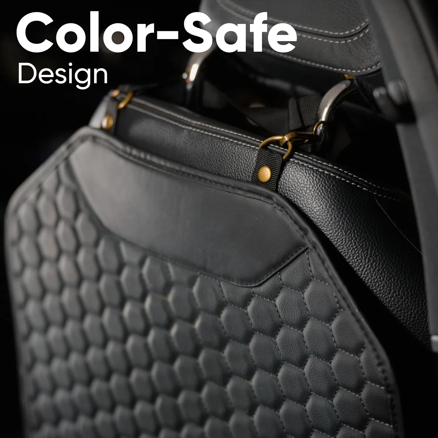 Car Seat Back Protector  |  Black “Hexy” by Owleys - View 8