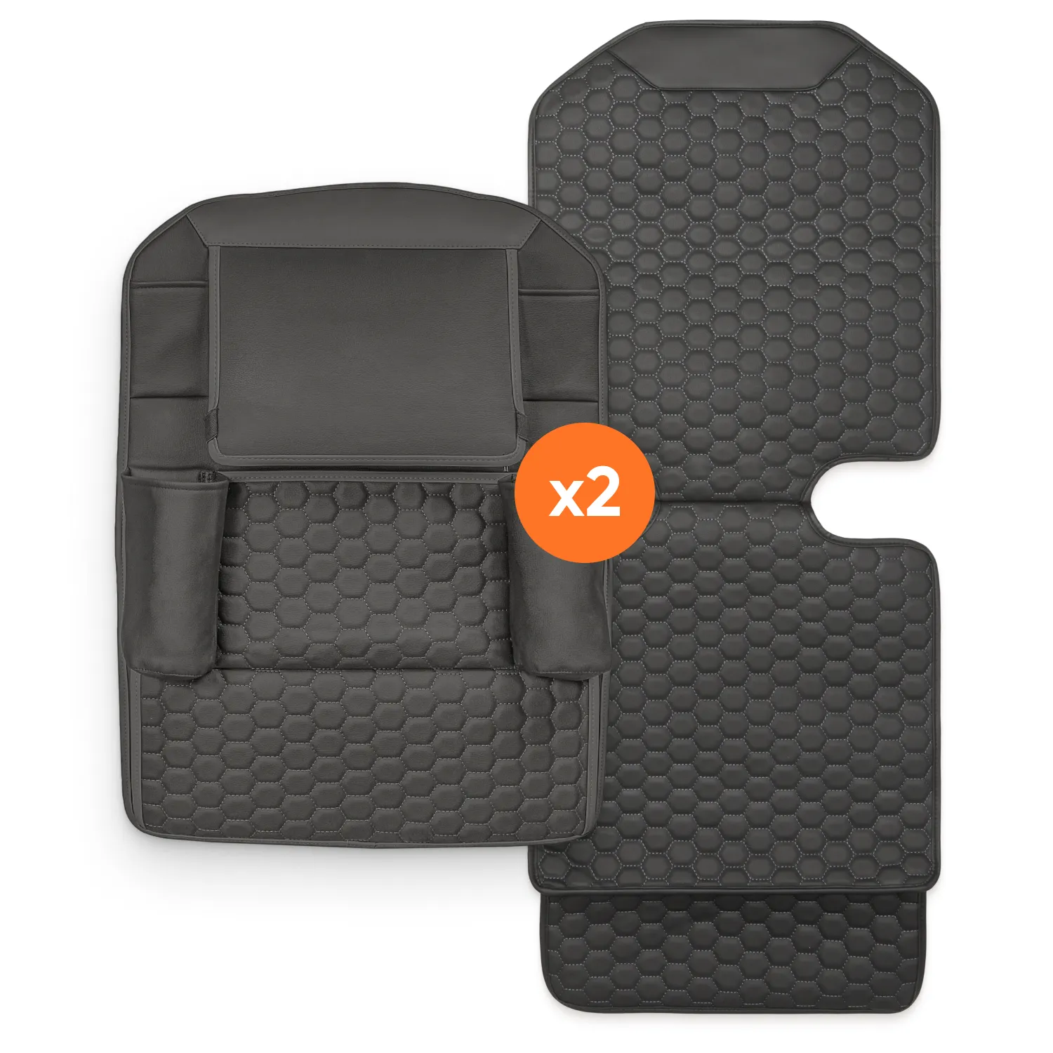 Black Hexy Seat Back Organizer & Seat Protector – Twins Set (4 Pcs)  |  Owleys