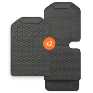 Black Hexy Car Seat Protector & Car Kick Mat – Twins Set (4 Pcs)  |  Owleys