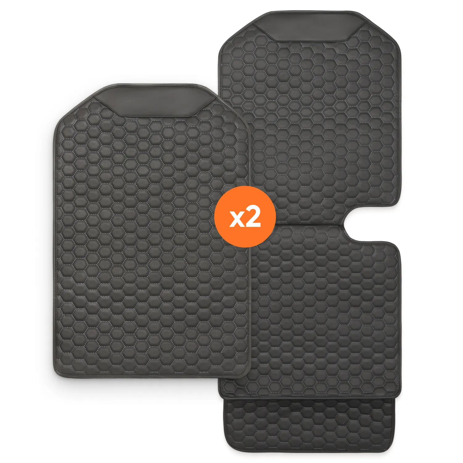 Black Hexy Car Seat Protector & Car Kick Mat – Twins Set (4 Pcs)  |  Owleys
