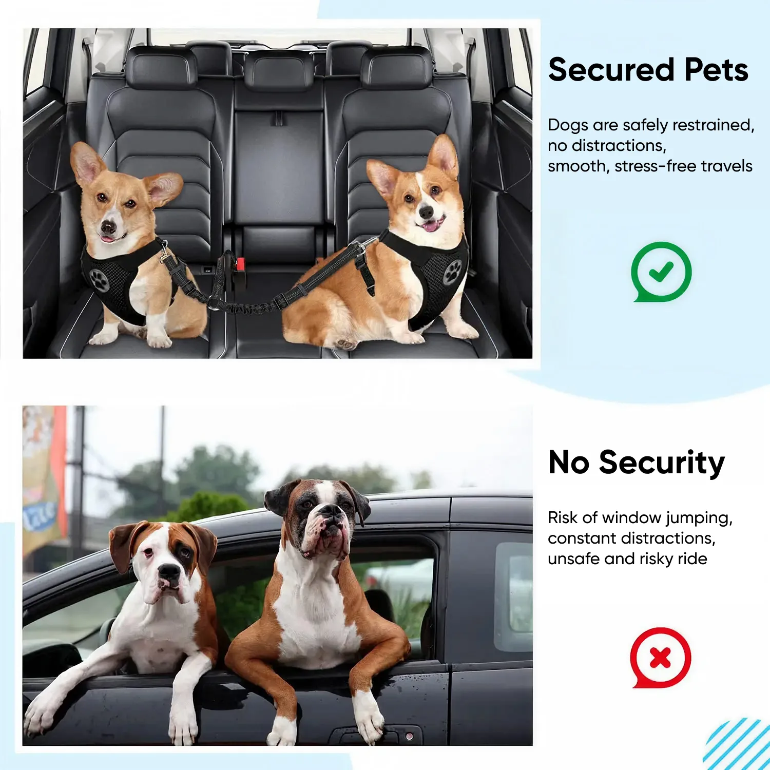 Paw Pal Safety Bundle – Dog Seat Cover & Double Car Seat Belt for 2 Dogs | Owleys - View 5