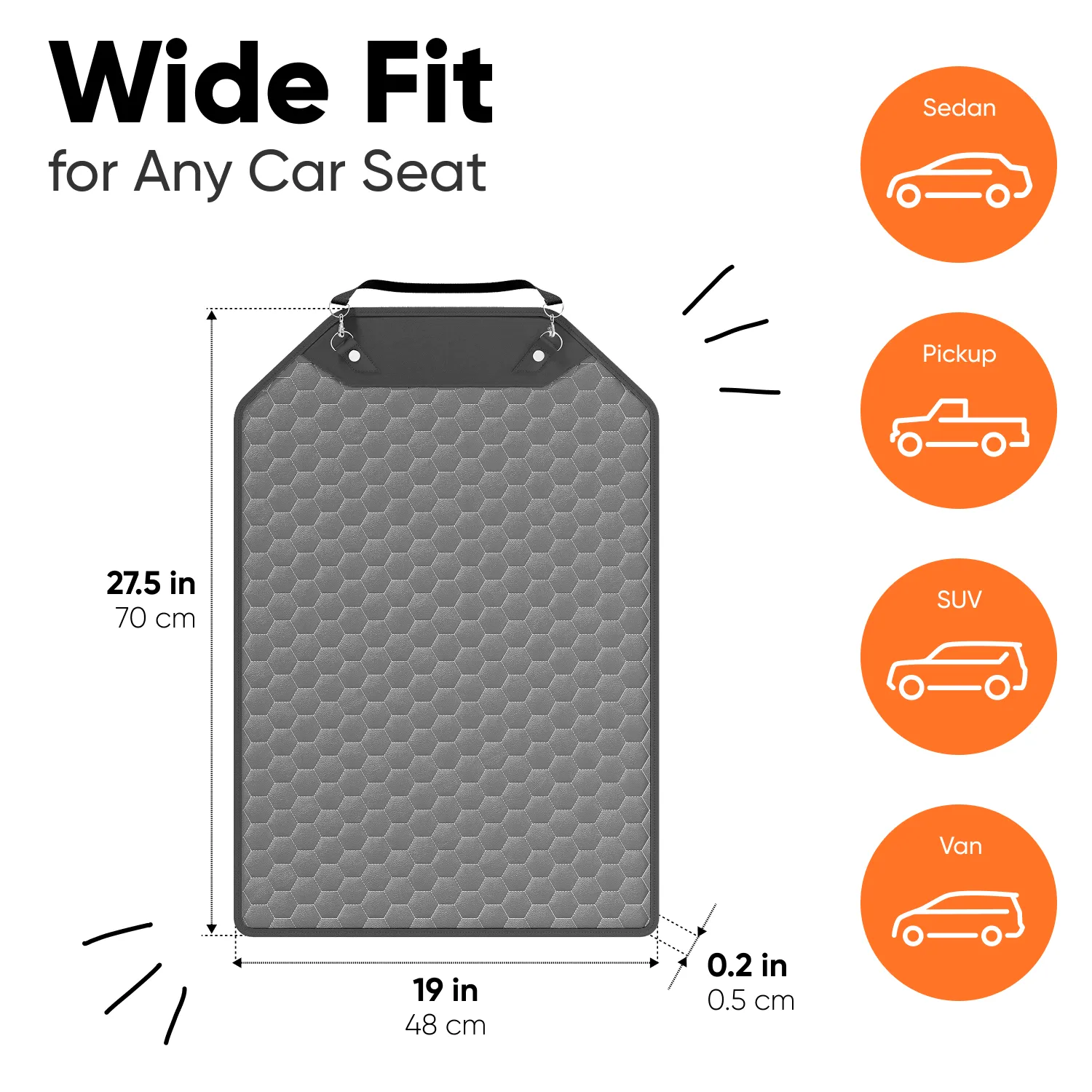 Car Seat Back Protector  |  Gray “Hexy” by Owleys - View 4