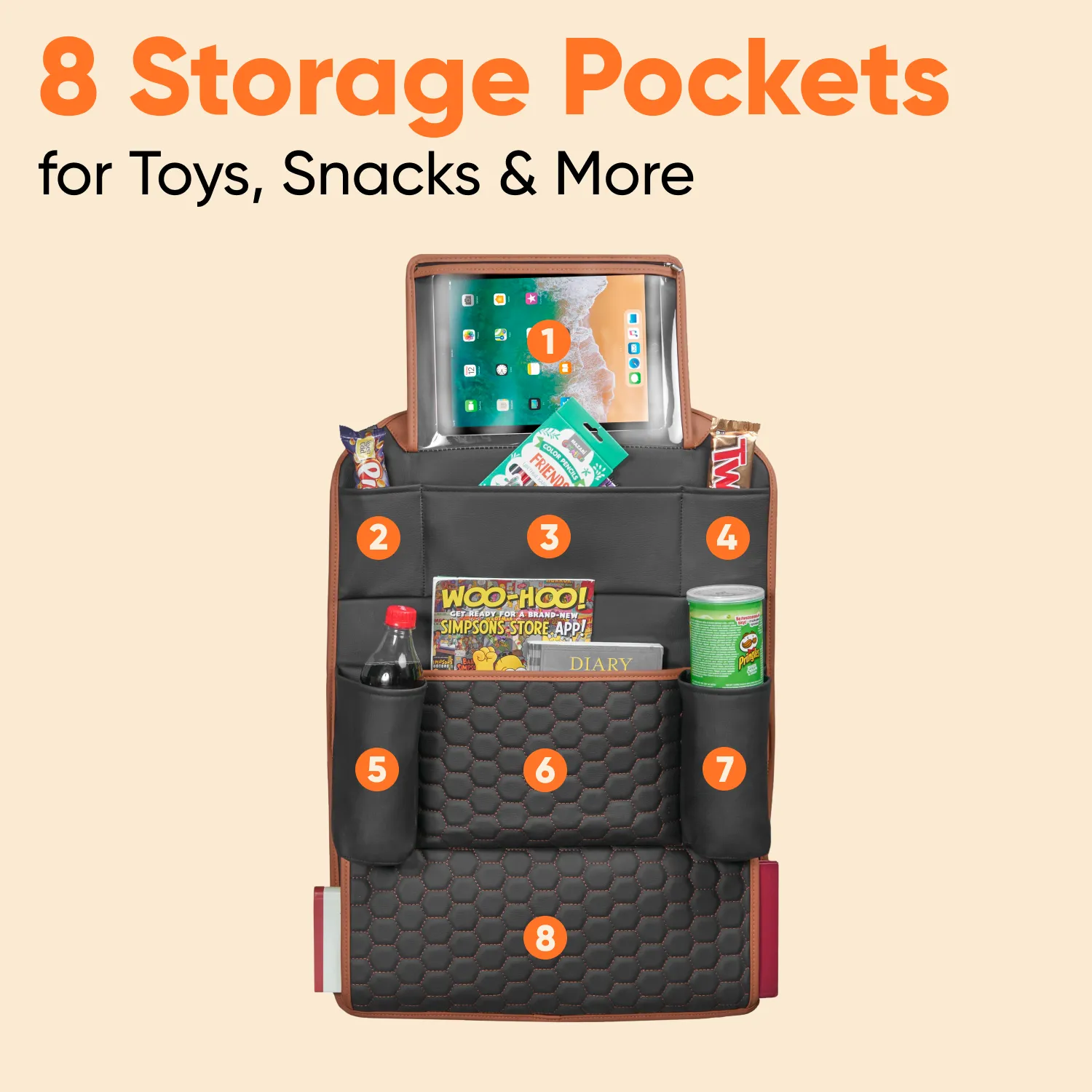 Car Back Of Seat Organizer  |  “Hexy” by Owleys - View 2