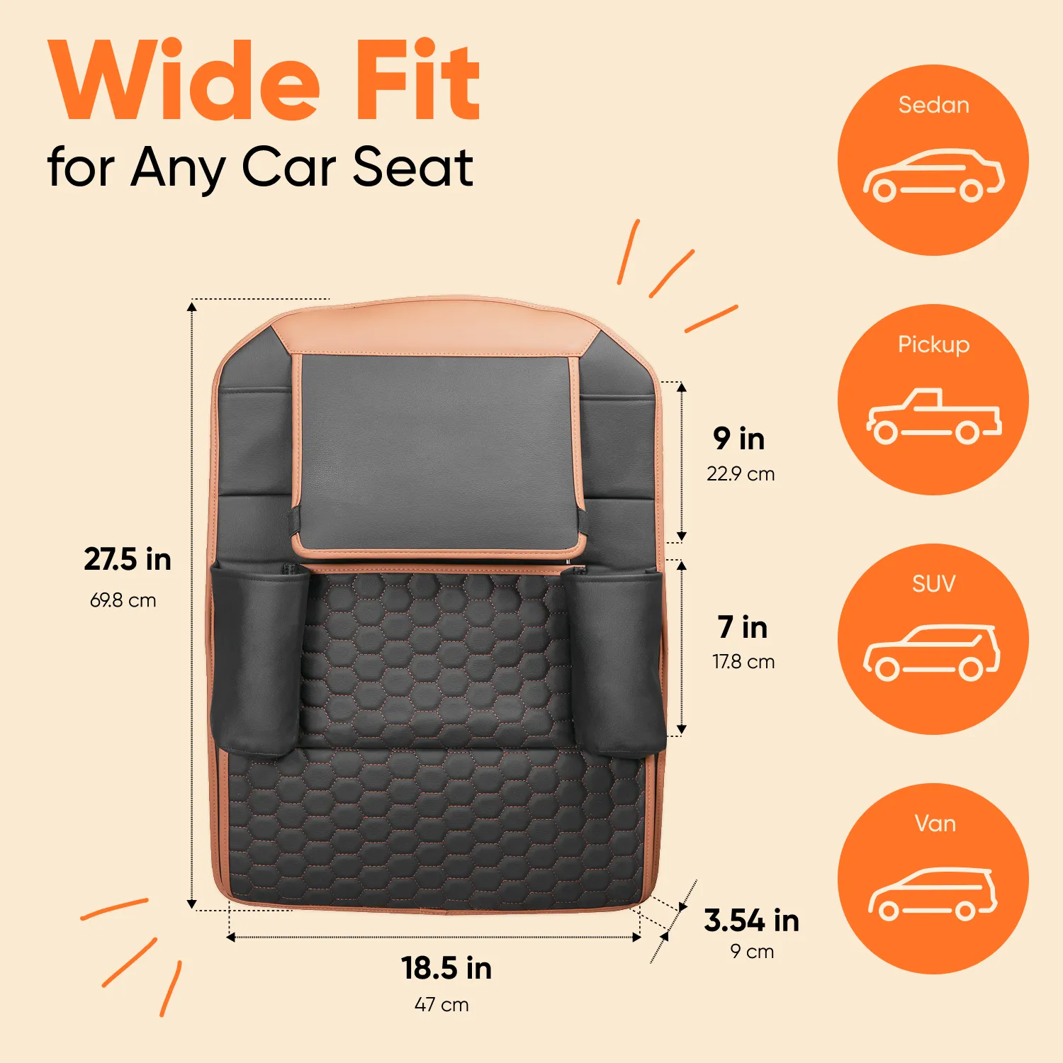 Car Back Of Seat Organizer  |  “Hexy” by Owleys - View 4