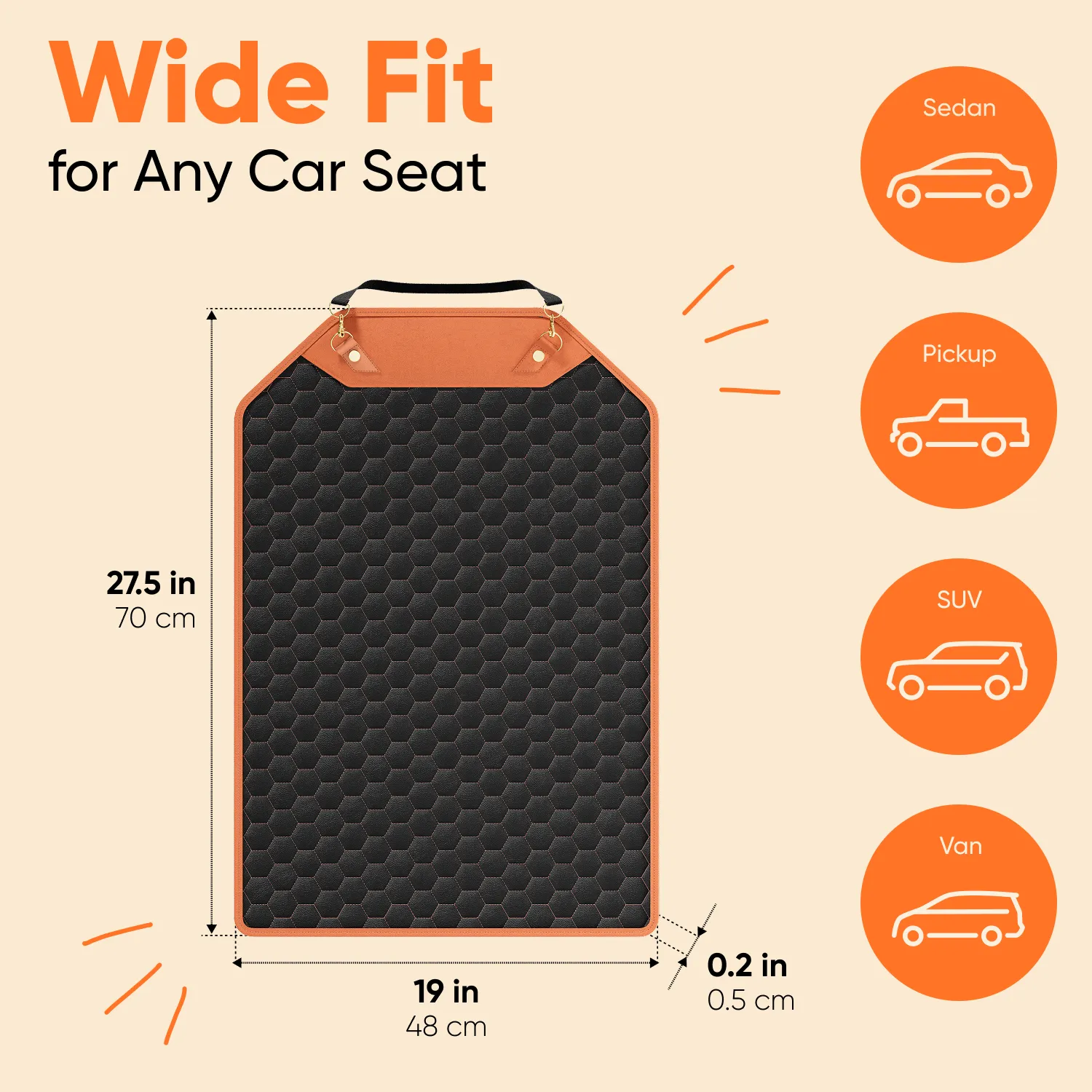 Car Seat Back Protector  |  “Hexy” by Owleys - View 2