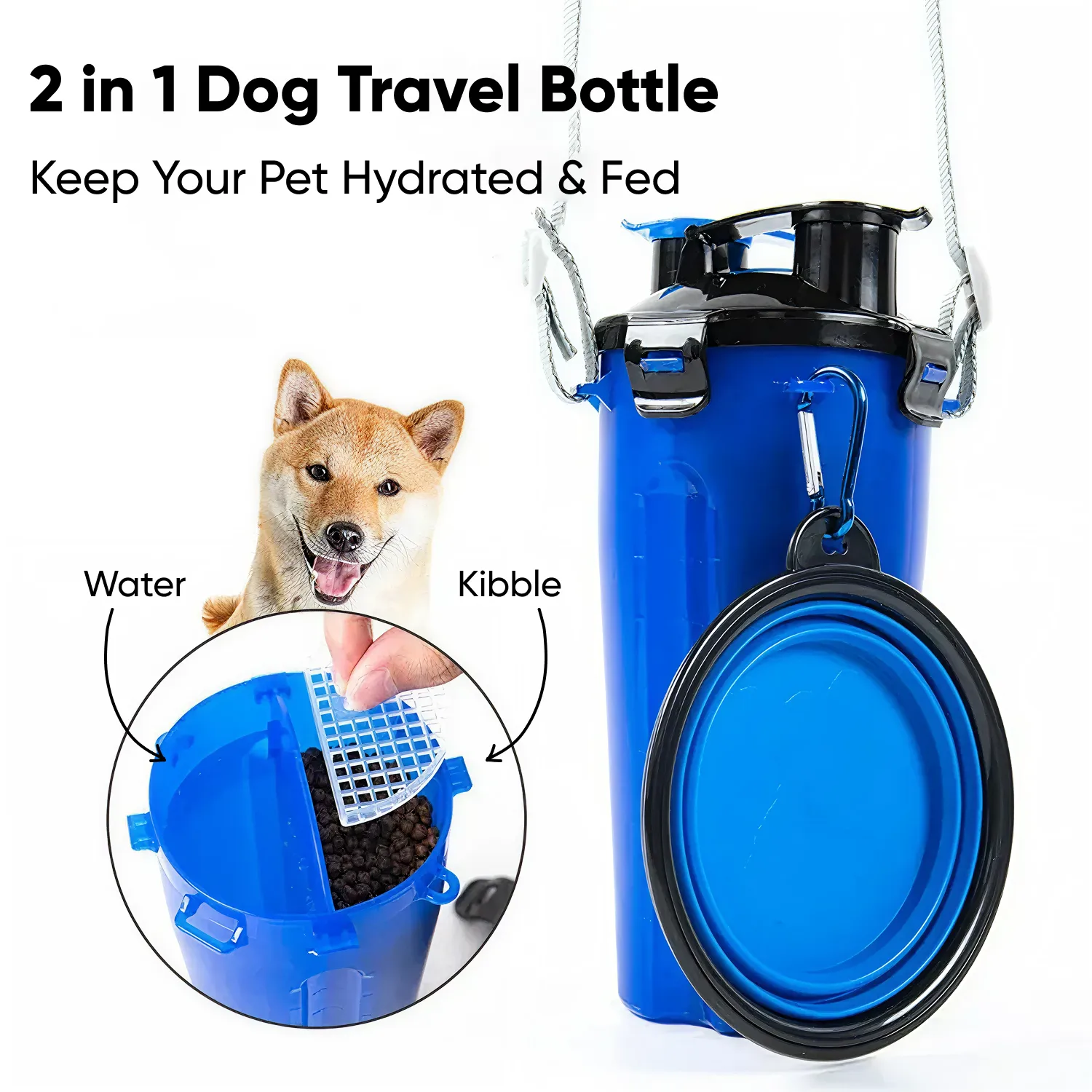 2 in 1 Dog Travel Feeder with Collapsible Bowls – Paw Pal Collection  |  Owleys - View 2