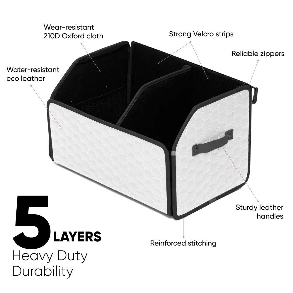 Car Trunk Organizer  |  21.6 in  – White “Hexy” by Owleys - View 4