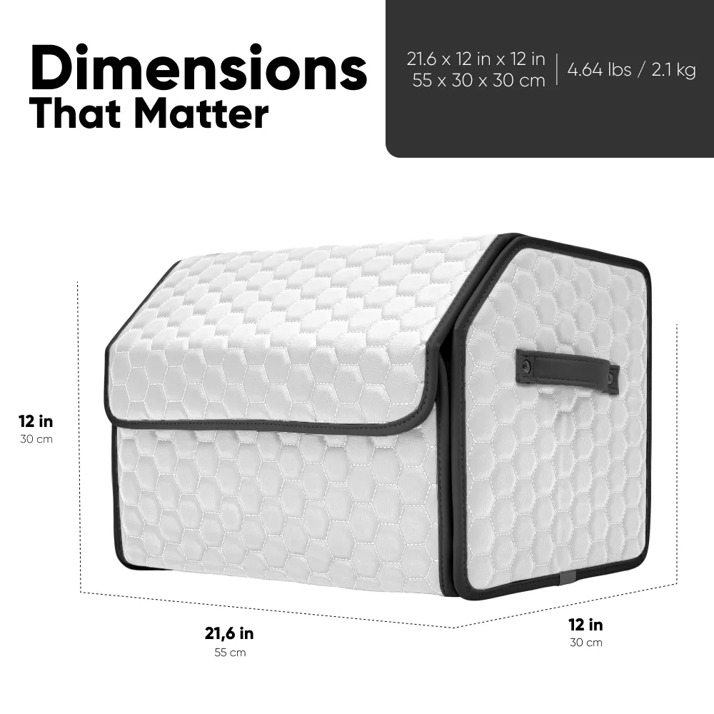 Car Trunk Organizer  |  21.6 in  – White “Hexy” by Owleys - View 3