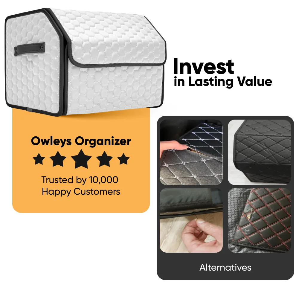 Car Trunk Organizer  |  21.6 in  – White “Hexy” by Owleys - View 9