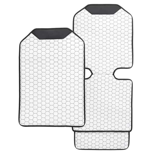White Hexy Car Seat Protector & Car Kick Mat Set (2 Pcs)  |  Owleys