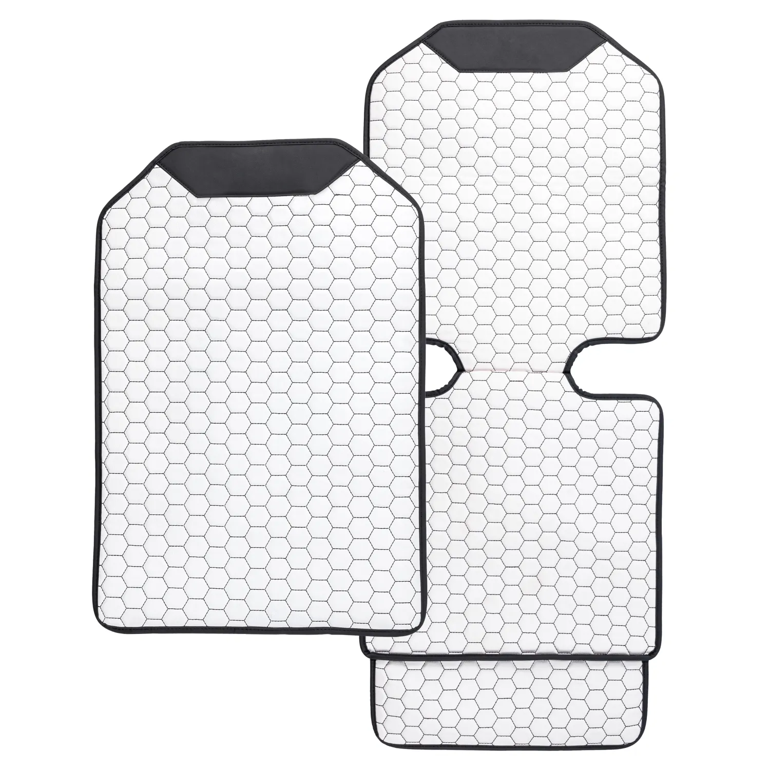 White Hexy Car Seat Protector & Car Kick Mat Set (2 Pcs)  |  Owleys
