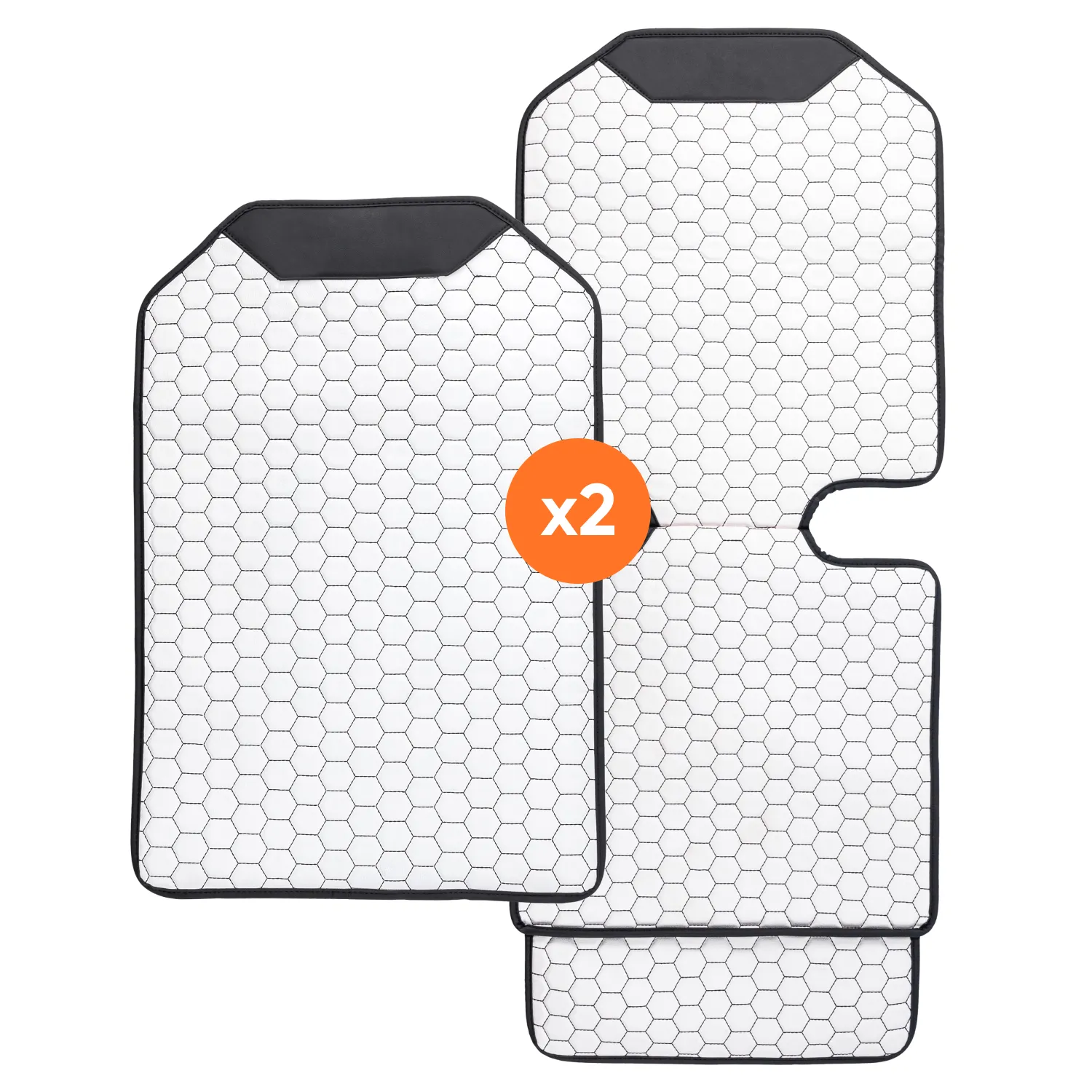 White Hexy Car Seat Protector & Car Kick Mat – Twins Set (4 Pcs)  |  Owleys