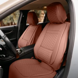 Volvo XC90 Seat Covers (2015-2026) – Front Seat Custom Fit, Premium Eco-Leather (Brown)  |  Owleys