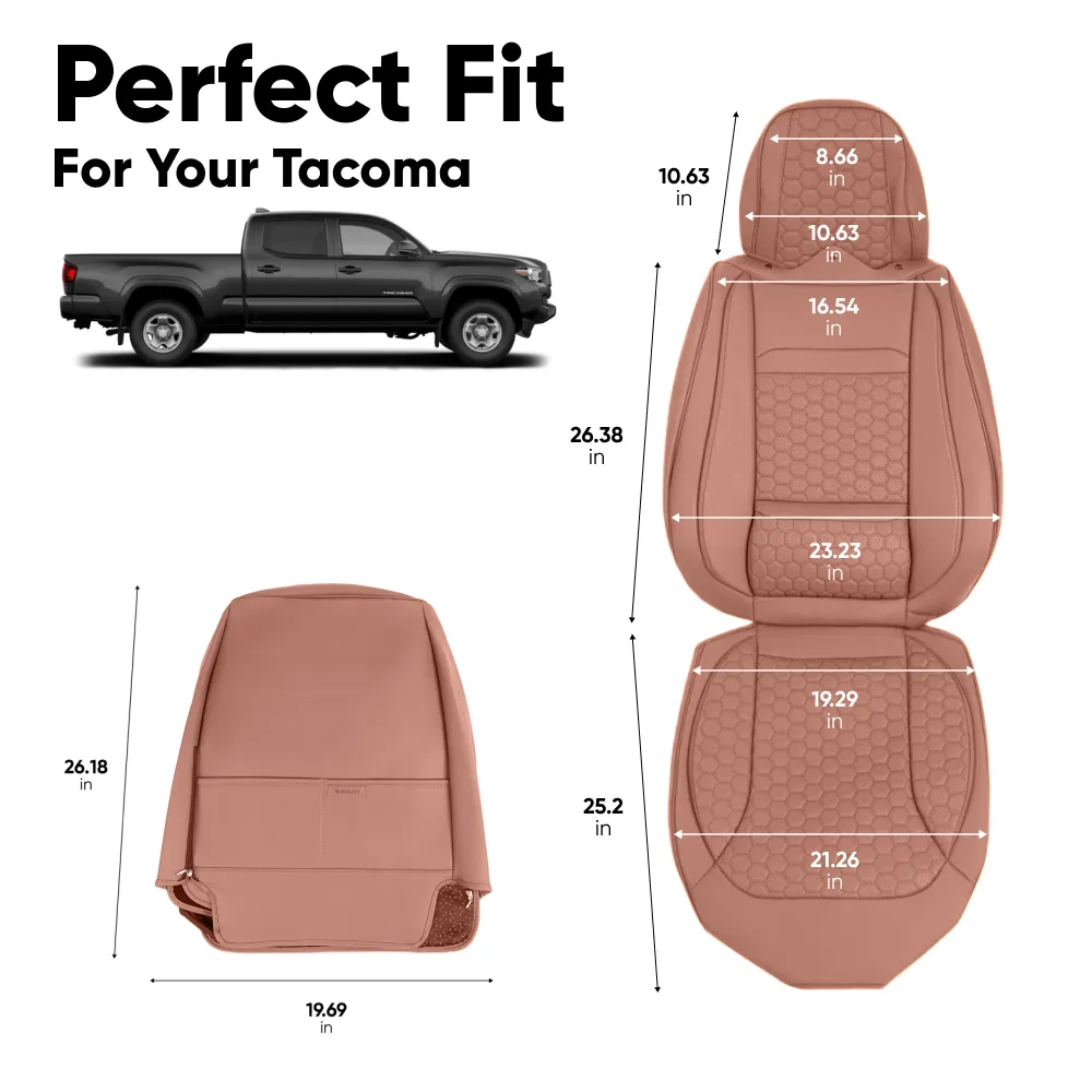 Toyota Tacoma Seat Covers (2016–2026) – Front Seat Custom Fit, Premium Eco-Leather  |  Owleys - View 4