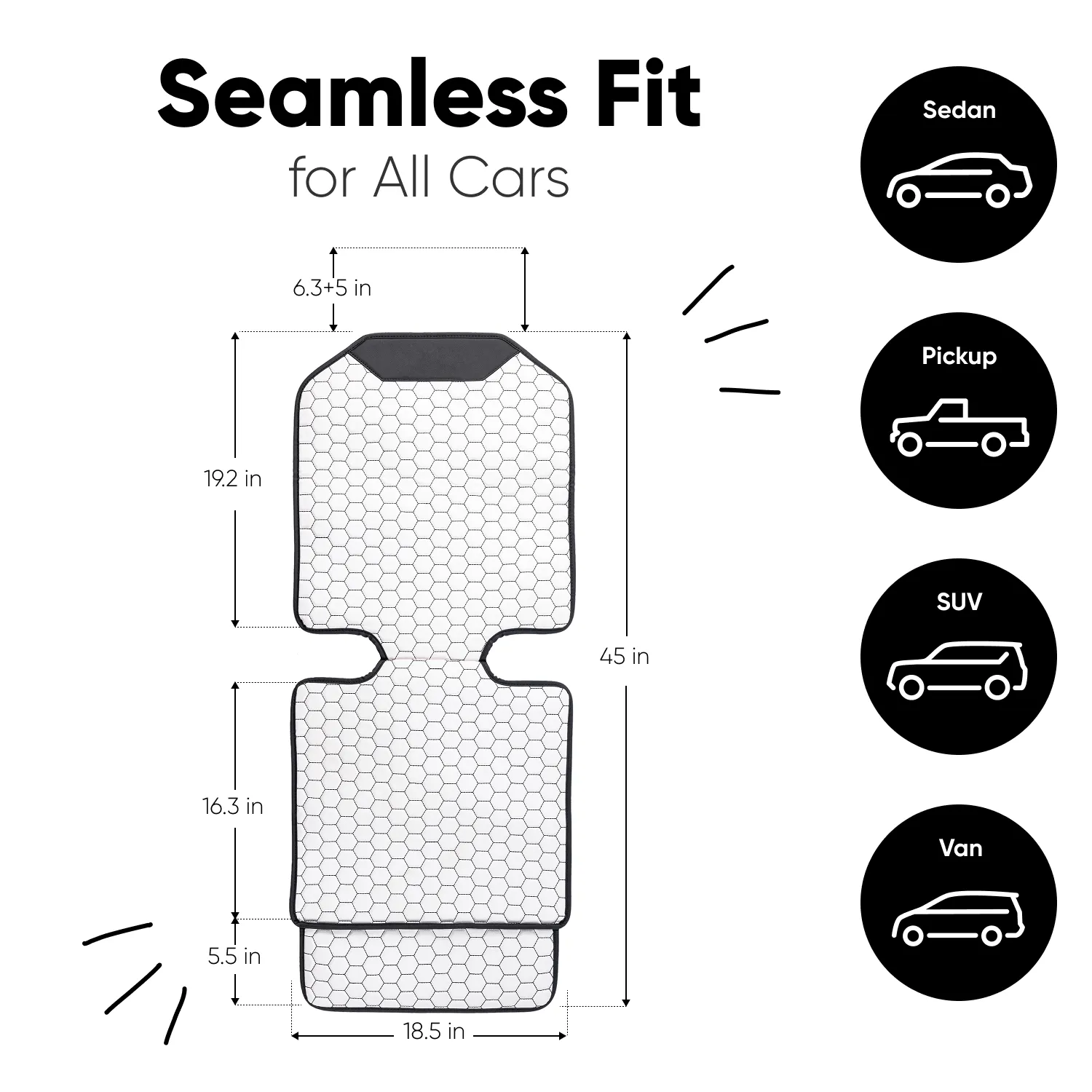 White Hexy Car Seat Protectors  |  3 Pcs Set by Owleys - View 4