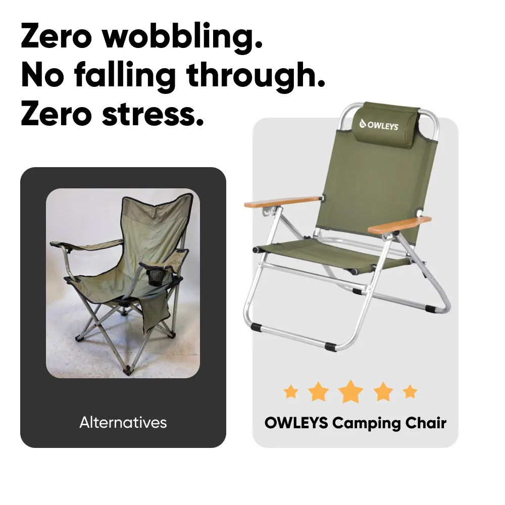 Reclining Aluminum Camp Chair for Deep Outdoor Comfort  |  “Everrest” by Owleys - View 10