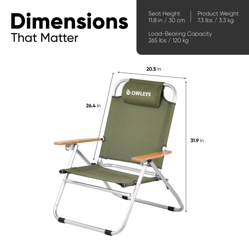 Reclining Aluminum Camp Chair for Deep Outdoor Comfort  |  “Everrest” by Owleys - View 4