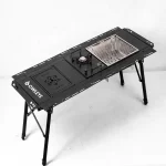 Heavy-Duty IGT Modular Camping Table with Built-In Stove & Grill  |  “Firedeck” by Owleys - View 1