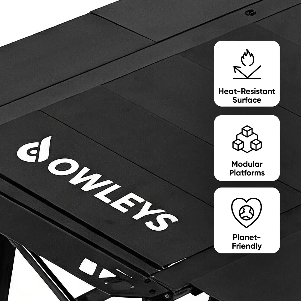 Heavy-Duty IGT Modular Camping Table with Built-In Stove & Grill  |  “Firedeck” by Owleys - View 3