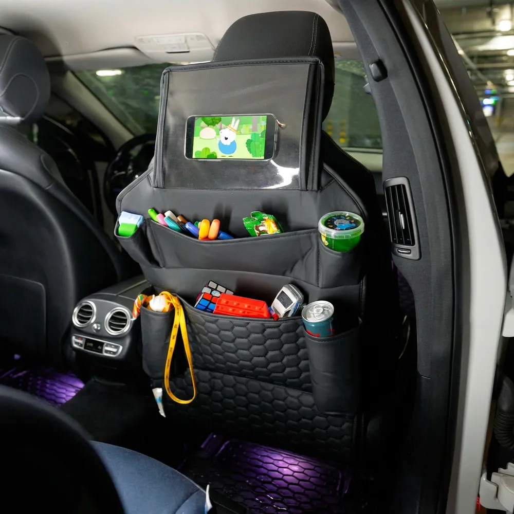 Car Back Of Seat Organizer  |  Black “Hexy” by Owleys - View 2